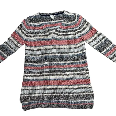 LL Bean Sweater Women's Size Small Pullover Tunic Striped V