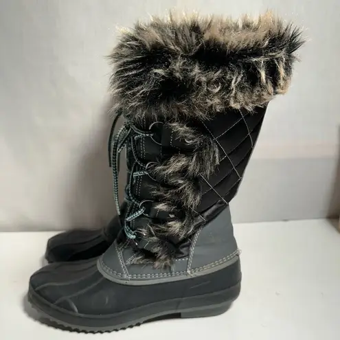 Khombu Calder Thermolite Winter Snow Boots Faux Fur Black Size 9M