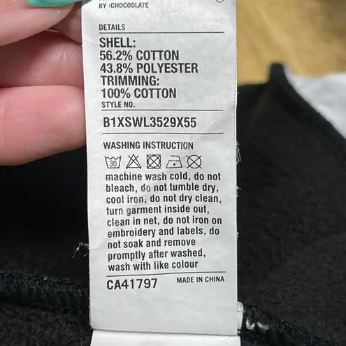 Chocoolate Black Bear Embroidered Pullover Sweatshirt with Poplin Hem Size XS