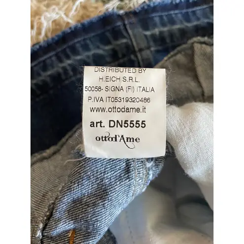 Otto d'Ame Denim Skirt Women's Large Blue Wash Tie Waist Midi Made in Italy