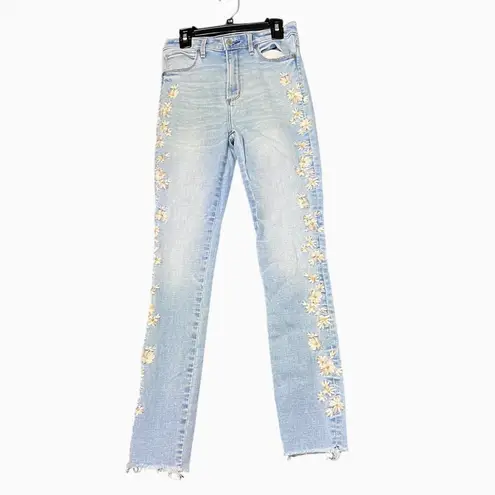 Abercrombie & Fitch  High Rise Super Skinny Ankle Jeans 26/2 Floral Embroidered