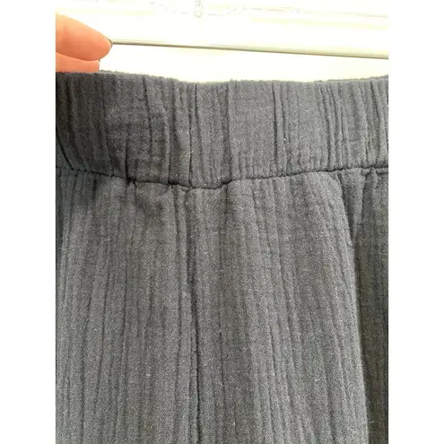 LOGO By Lori Goldstein Beach to Street Cotton Gauze Crop Ankle Pants Sz LP Black