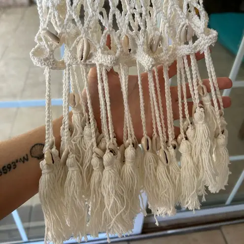 Surf Gypsy viola fishnet cowrie sea shell boho beach swim cover up