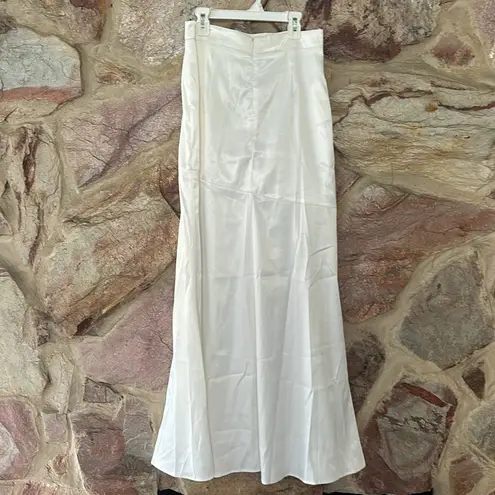Commense Satin Patchwork Split Maxi Skirt size small White