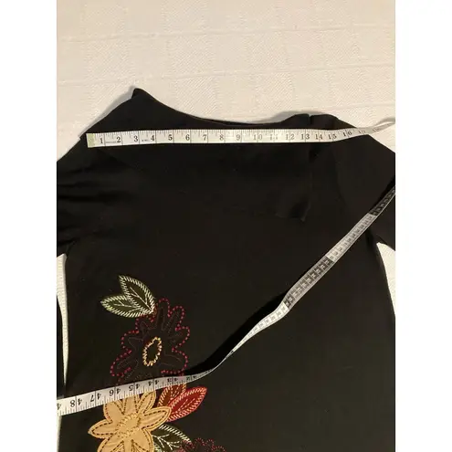 Requirements Cabincore Embroidered Black Sweater M Cottagecore Festival Party Fall Floral