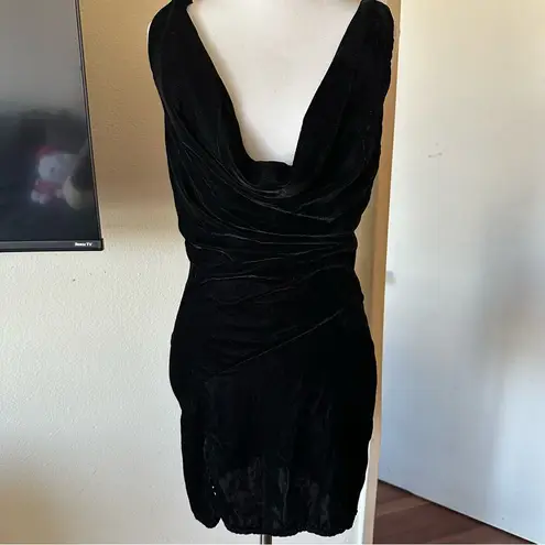 ASOS  DESIGN cowl front velvet mini dress with lace up back thumbnail 2