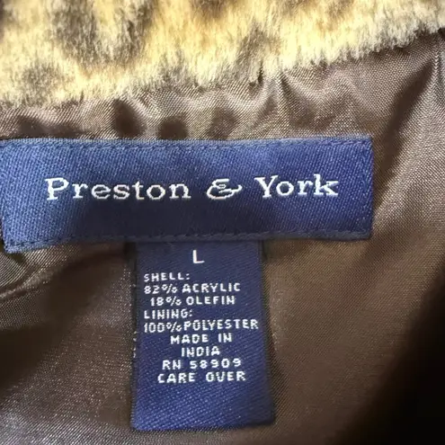 Preston & York Faux Fur Leopard Print Vest Women's Size L