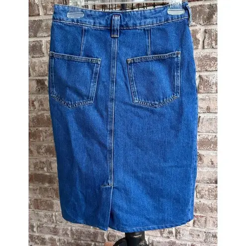 Anthropologie Pilcro Blue Jean Skirt Size 4 Front Button Pleaded Pockets…