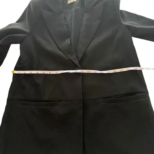 Camila Coelho Brenna Blazer Black Long Line Single Button Satin Oversized Small