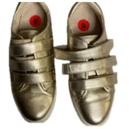 Metallic Gold Leather Velcro Sneakers Kenneth Cole New York Size 6