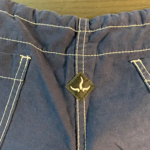 prAna Navy Blue Wide Leg Cropped Pants Size L Cotton Nylon Blend Casual USA VTG