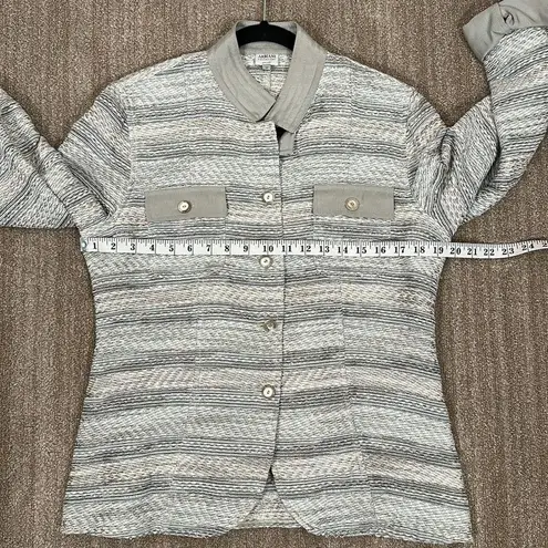 Armani Collezioni Gray Striped Knit Button Front Blazer/Jacket Women Size 12