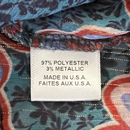 MISA Los Angeles Misa Suki Cerulean Flora Metallic Chiffon Floral Ruffle Midi Dress