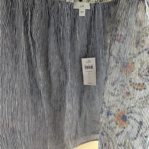 NWT j Jill smock waist tiered skirt Porcelain paisley Blue Size L