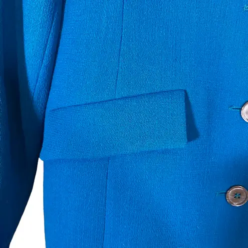 Nina McLemore Blue Button Front Jacket 100% Wool Women Sz 0
