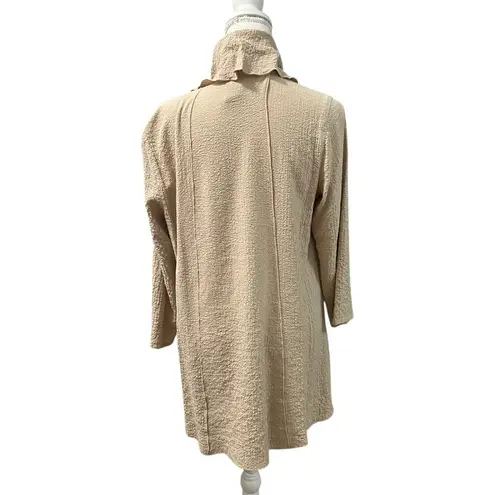 Ali Miles Camel Oatmeal Textured Gauze Cowl Neck Lightweight Tunic Sweater M Tan Size M