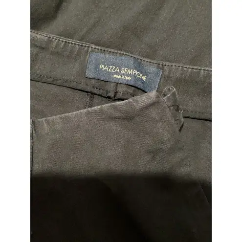 Piazza Sempione  Black Trousers Cropped High Rise Side Zip IT 38 Calf Slit