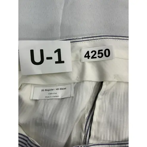 Womans Executive Cropped Pants 50 Reg Waist 45 Blue White Pin Stripe Size undefined