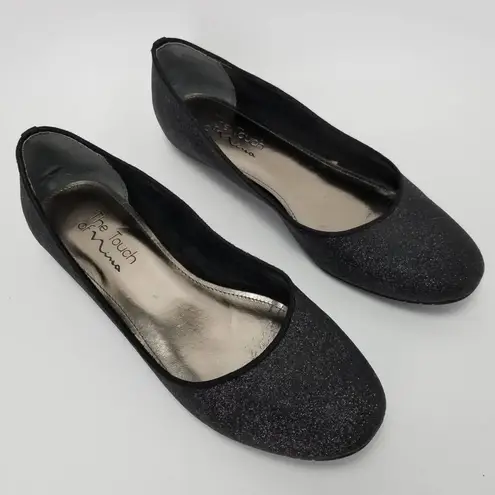 Nina The Touch Of Womens Shimmery Glitter Ballet Flats Shoes Black Slip On 8 X
