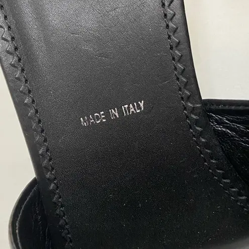 Amalfi Black Italian Leather Fringe Slip On Heel Size 9