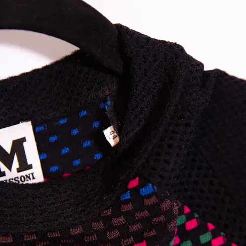 Missoni Cotton Blend Multi Color Woven Knit Stretch Short Sleeve Sweater Dress