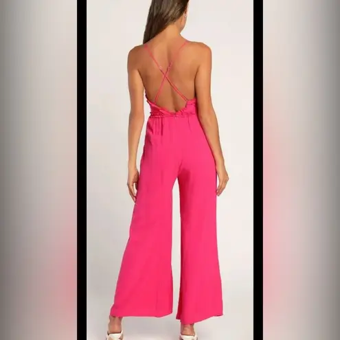 Lulu’s Jump to It Magenta Backless Ruffled Wide