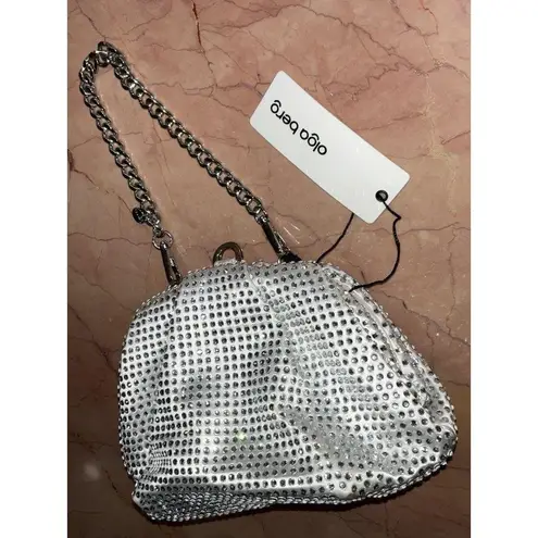 olga berg Charley Hotfix Crystal Bag in White New Womens Clutch Crossbody party
