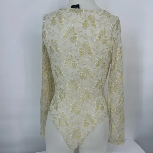 Aria Gold Floral Lace see through Bodysuit