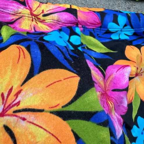 Catalina VTG 90s neon hibiscus tropical floral high rise tankini bikini S/M