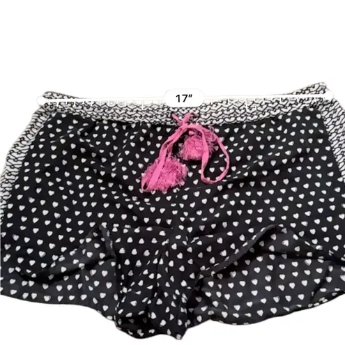 Lele Sadoughi x Roller Rabbit Black, White & Pink Heart Print Pajama Set Sz L