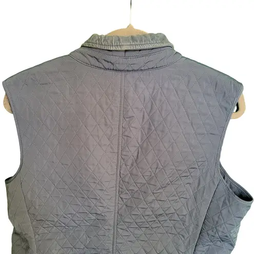 Talbots  Blue Quilted Fleece Lined Mockneck Midweight Womens Vest Size Large