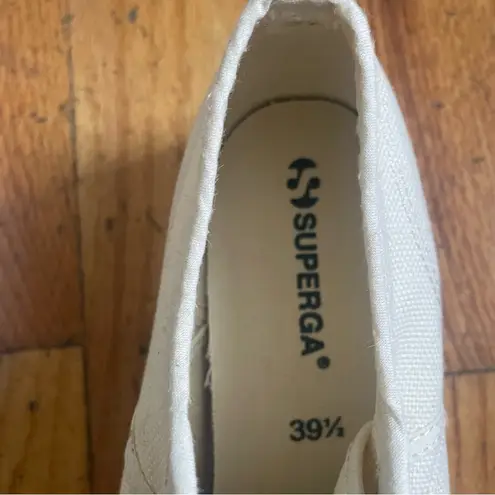 Superga  Cream Canvas Platform Sneakers Size 8.5