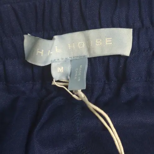 Hill House The Skylar Pant Navy Blue White Linen Wide Leg Adjustable M New