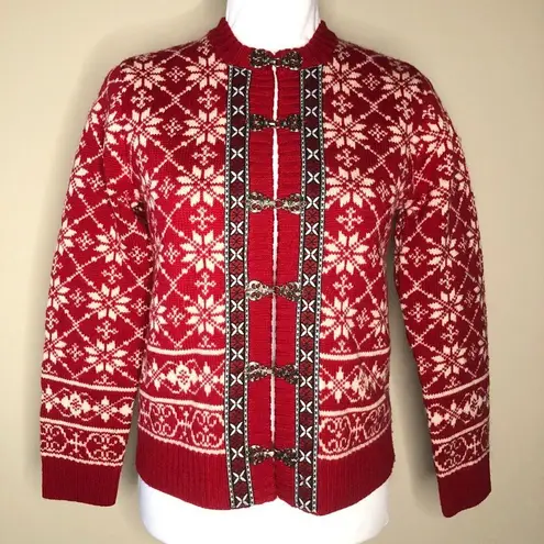 Petite Sophisticate Vintage Sweater Wool Fair Isle Cardigan Women's Small
