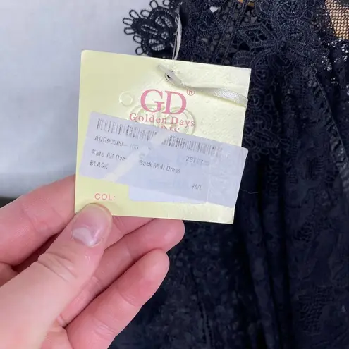 NWT Golden Days Pairs Kate Allover Lace Black Midi Dress