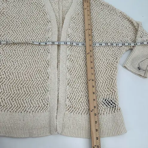 Tahari Sweater Cardigan Womens Open Knit Cream Open Front Dolman 3/4 Sleeve Top