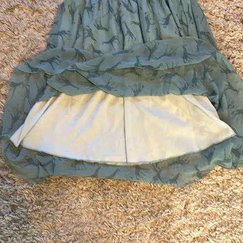 Final Touch Blue Giraffe Print Midi Skirt SIze Medium