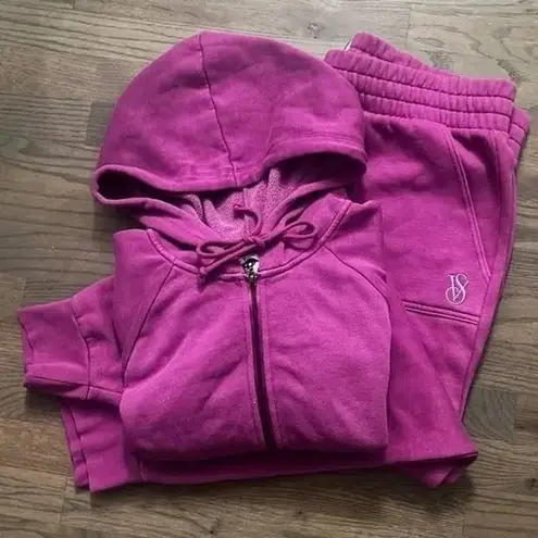 Victoria's Secret Cozy Pink Fleece Tracksuit Hoodie And Sweatpants