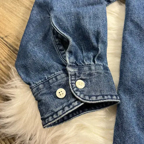 Warner Brothers Vintage Tweety Bird embellished oversized denim shirt