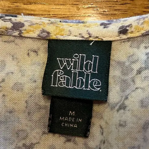 Flirty Wild Fable Yellow Lavender Floral Crop Top Women Medium Flutter Sleeves