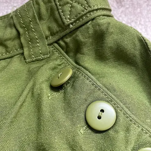 Larry Levine Crop Capri Linen Blend Pants Olive Green Wide Leg Women’s size 6