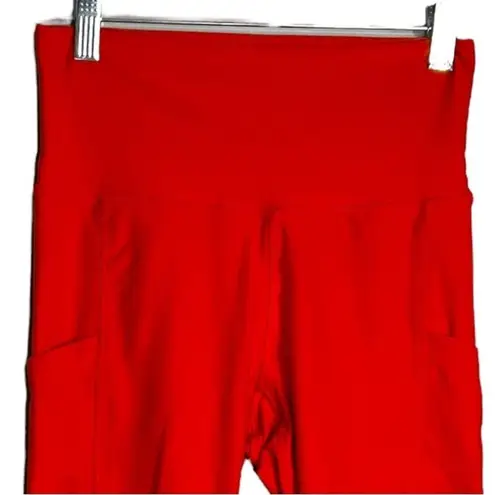 Wolven Shorts Womens Small Red Orange Pocket Bike Shorts Gym Workout Athleisure