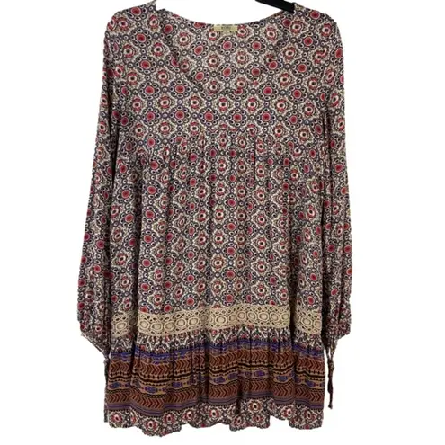 Kori America Mixed Print Boho Mini Dress Women’s Size Small