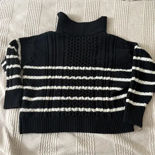 Target La Linge Pull Over Striped Quarter Zip Cable Knit Sweater Women’s 1X Black