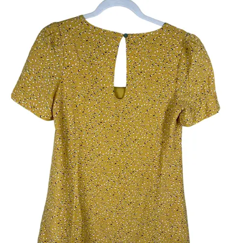 Molly Bracken Fitted Scoop Neck Saffron Yellow Woven Dress Size Small