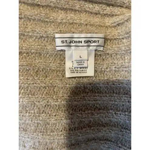St John Sport Wool Blend Long Waterfall Sweater Cardigan Large