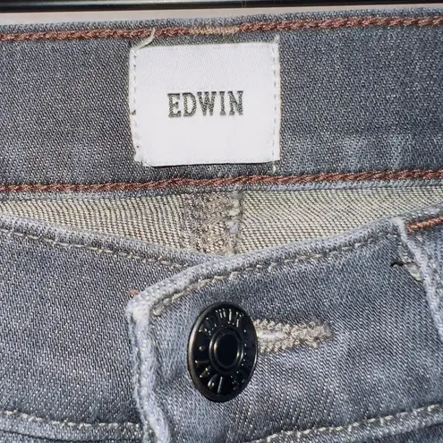 EDWIN Bree High Waist Raw Hem Crop Straight Leg Jeans In Ashland size 25