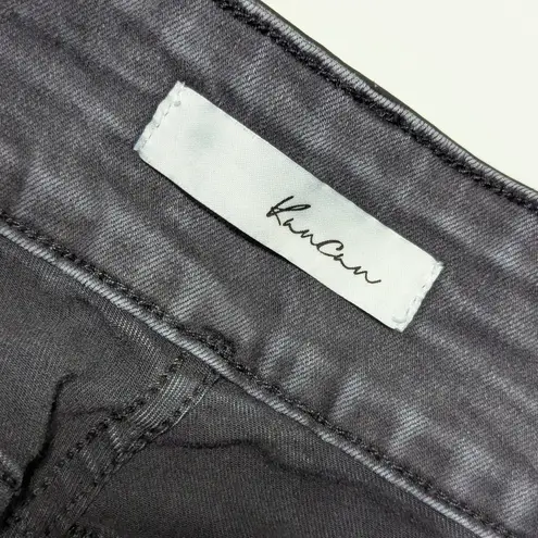 KanCan Jovi High Rise Bootcut Jeans Leather Accent Flare Western Womens 27 Gray Black