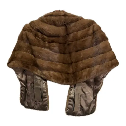 Vintage The May Company Cleveland Mink Real Fur Brown Shawl One Size Old Money Size M