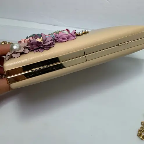 Floral Clutch Purses Flower Evening Handbag Bridal Wedding Prom Shoulder Bags Tan